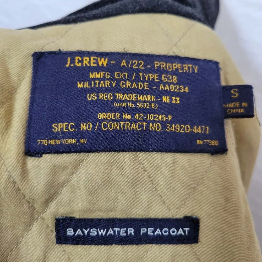 J. Crew Bayswater Peacoat Wool Thinsulate Stadium Jacket Military Grade Size S